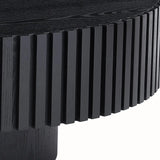 31.49'' Nesting Round Wood Coffee table for Apartment, Modern Living Room Coffee Table with Sturdy Pedestal ,BLACK (Same Sku:W876P243950)