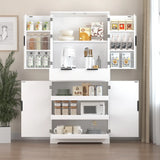 72" Fluted Kitchen Pantry Cabinet with 3 Keyboard Drawers & 6 Door Shelves Adjustable, Freestanding Cupboard Storage Cabinet for Bathroom, Diningroom, Office, Entryway, White