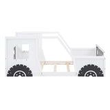 Twin Size Classic Car-Shaped Platform Bed with Wheels,White
