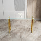 Console Table Stainless Steel Glass,Meal side table Golden Clear  bs-02