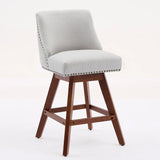 Counter Height Swivel Barstools, 26'' H Seat Height Upholstered Bar Stools Set of 2, Fabric in Ivory