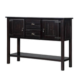 48'' Solid Wood Sideboard Console Table with 2 Drawers and Cabinets and Bottom Shelf, Retro Style Storage Dining Buffet Server Cabinet for Living Room Kitchen Dining Room (Espresso