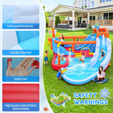 9 in1 Inflatable Slide Water Park Jump Area Dual Slides Climbing Wall  Anchor Ring Toss Basketball Hoop Dual Water Guns Shallow and Bathing Poolsfor Kids