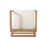 Outdoor Acacia Wood Club Chairs, 2-Pcs Set, Natural Stained / White, 25.5"D x 24.5"W x 33.0"H