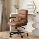 Brown office chair, backrest and seat cushion separate, backrest 90°-135° inclined, armrests included