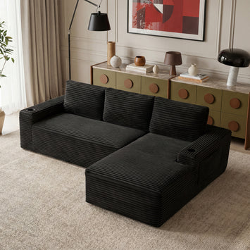 104 Inch Cloud Sectional Couch,Modern Modular Sectional Sofa with Deep Seat,Corduroy Boneless Couches with L-Shape Chaise for Living Room Bedroom,No Assembly Required