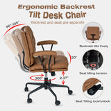 Brown office chair, backrest and seat cushion separate, backrest 90°-135° inclined, armrests included
