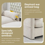 [VIDEO]96.5'' L-Shaped Sectional Sofa with Storage Ottoman and Pockets, Adjustable Phone Holder, USB Charger, Elephant Ear-Shaped Armrests, Comfy Seat for Living Room&Apartment, Chenille, 3 Colors