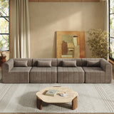 145.5 Inch Modular Full-Compressed Sectional Sofa, Espresso Polyester Upholstered Modular Sofa with 4 Pieces, Compressed Sponge Modular Couch for Living Room