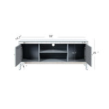 Mirrored TV Stand for 65+ inch TV,Sliver TV Console Table with Open Storage & 2 Storage Cabinets ,M Shape Sparkling Mirror Doors for Living Room(59''W x 25.2''H x 15.7D)