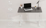 Adjustable study desk suitable for children and adults, height-adjustable, multi-functional home office desk, compact design, desktop dimensions: 60cm × 100cm, white frame, gray tabletop.