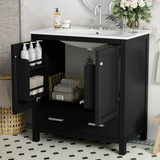 30 Inch Green Bathroom Vanity with Single Sink, Combination Under Counter Sink, Bathroom Storage Cabinet with 2 Doors and a Drawer, Soft Closure, Multifunctional Storage(WF324043)