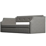 Upholstered Daybed with Trundle, Wood Slat Support,Upholstered Frame Sofa Bed , Twin,Gray