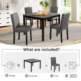 5-Piece Dining Table Set with 4 Chairs, Dining Table Set for 4 with Chairs, Wooden Dining Table Set for Kitchen, Dining Room, Light Grey & Black Two Tone