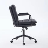Office Chair,Mid Back Home Office Desk Task Chair with Wheels and Arms Ergonomic PU Leather Computer Rolling Swivel Chair with Padded Armrest,The back of the chair can recline 40° (Black),SW1741BK