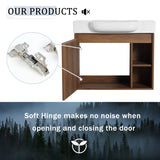 28'' Wall-Mounted Bathroom Vanity with White Ceramic Sink & Soft-Close Door, KD-Packing