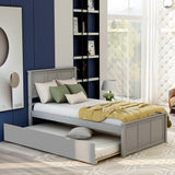 Platform Storage Bed, 2 drawers with wheels, Twin Size Frame, Gray