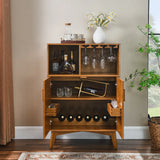 31.5" Liquor Cabinet with Wine Glass Holder & Wine Rack & Adjustable Shelf, Wine Cabinet, Kitchen Coffee Bar Cabinet, Rustic Sideboard Buffet  Cabinet with storage for Home Farmhouse Dining Room