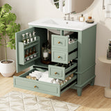 30" Bathroom Vanity with Sink, One Door with Shelf and Three Drawers, Soft Close Door, Black