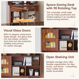 Computer Desk with 90 Degree Rotating Desktop, 43x70 Inch Office Desk with Storage Drawer and Cabinets, Gaming Desk with Shelves, Writing Desk for Study, Work Desk for Home (Old SKU:N733P279101D)