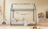 Twin Size Wooden House Bed, Gray