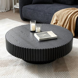 31.49'' Nesting Round Wood Coffee table for Apartment, Modern Living Room Coffee Table with Sturdy Pedestal ,BLACK (Same Sku:W876P243950)