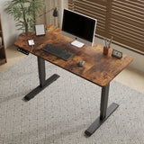 55"×24" Rustic Brown Electric Standing Desk Height Adjustable Desk for Home and Office Computer Table Gaming Desk Modern Lift-up Desk