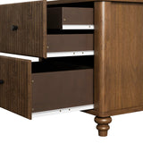Fluted Nightstand, 21.65" Wide Side Table with 3 Drawers, Mid Century Modern Wood NightStand with Metal Handle, Wooden Bedside End Table for Bedroom, Living Room, Closet, Walnut