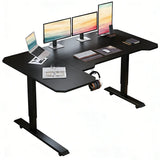 L-Shaped 59" Height Adjustable Electric Standing Desk, Sit and Stand Up Computer Desk For Home Office Black