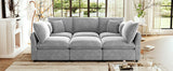 Modern Sectional Sofa Modular Sofa 93.7" U-shaped Sofa Couch Sofa Bed L-shaped Sofa with a Movable Ottoman, Storage Armrests and USB Ports, Beige