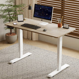 48"×24" Oak Color Electric Standing Desk Height Adjustable Desk for Home and Office Computer Table Gaming Desk Modern Lift-up Desk