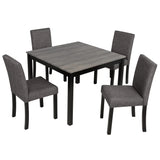 5-Piece Dining Table Set with 4 Chairs, Dining Table Set for 4 with Chairs, Wooden Dining Table Set for Kitchen, Dining Room, Light Grey & Black Two Tone