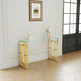 Console Table Stainless Steel Glass,Meal side table Golden Clear  bs-02