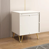 set of 2 nightstand with Light-Luxury Wall-Mounted Cabinet: 2 Drawers, Bottom support rail , Gold Legs & Handles, 3D Embossed, for Bedroom/Living Room/Office