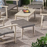 HAMPTON WOOD + WICKER OTTOMAN