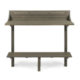 3-Piece Balcony Bar Set with Bottom Shelf Table and 2 Stools, Grey Finish