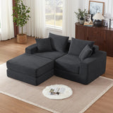 Modular Sectional Loveaeat Cloud Sofa, Boneless Couch with Non Slip Base, Cozy Sleeper Sofa for Customizable Living Spaces, Modern Modular Couch with L-Shape Chaise, Deep Seat & No Assembly