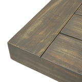 Outdoor Acacia Wood Patio Bench,Grey/Rustic Metal