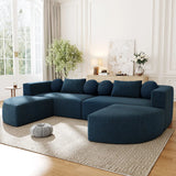 Boneless Couch Modular Sectional Sofa 114.9" Free-combined Sofa Couch Sofa Bed Compression Sofa with Deep Seating and Curved Design for Living Room, Black