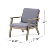 Outdoor Acacia Wood Club Chairs with Cushions (Set of 2)