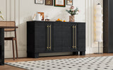 TREXM Sideboard Buffet Cabinet with Storage, Wood Sideboard with Adjustable Shelves and Gold Handles for Kitchen, Dining Room and Living Room (Black)
