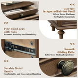 Farmhouse Nightstands Set of 2 with 4 Drawer,Wood Storage End Table with Hidden Pull-Out Shelf, Large Side Table with 4 Solid Wood Feet and Metal Handle,Easy Assembly,Walnut Brown