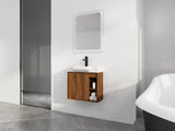 24'' Wall-Mounted Bathroom Vanity with White Ceramic Sink & Soft-Close Door, KD-Packing