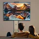 TV stand with push-pull drawer for Living Room, Bedroom,Offices,Mobile TV Cart for 32-75 inches,Wood &glass TV Stand,Floor Stand with Mount on Lockable Wheels,Natural