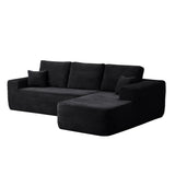 104" Cloud Sectional Sofa with L-Shape Chaise and Side Pockets , Modern Modular Design, Deep Seating, Upholstered Couch for Living Room/Bedroom, No Assembly Required (Plush Fabric), Black,Right