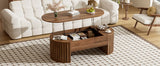 U-Can 47.2''Lift Top Coffee Table with Hidden Compartment, Partially Assembled Wooden Center Table, Modern Oval Lift Tabletop for Home Living Room(OLD SKU: N724P228921D)