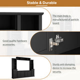 Minimalist Entertainment Wall Unit Set with Bridge for TVs Up to 75'', Ample Storage Space TV Stand with Adjustable Shelves, Modernist Large Media Console for Living Room, Black(NEW SKU: N721S000061B)