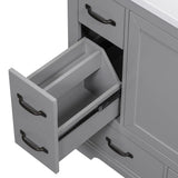 36" Bathroom Vanity with Sink Combo, Six Drawers, Multi-Functional Drawer Divider, Adjustable Shelf, Grey (Old Sku:SY999808AAE)