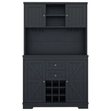 Coffee Bar Cabinet Kitchen Cabinet with Storage, Farmhouse Wine Cabinet with Drawers shelves and cabinets, Buffet Cabinet Wine & Glass Racks for Dining Room, Kitchen, Dark Blue