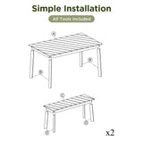 GO 3 Pieces Acacia Wood Table Bench Dining Set For Outdoor & Indoor Furniture With 2 Benches, Picnic Beer Table for Patio, Porch, Garden, Poolside, Natural